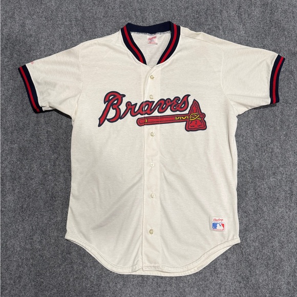 Rawlings Other - Vintage Atlanta Braves Baseball Jersey Shirt, Rawlings, Made in USA, 90s Size L